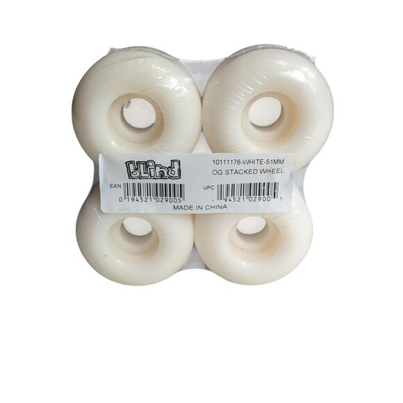 Blind OG Stacked 51mm Set Of 4 Skateboard Wheels - White 10111176 New/Sealed - Picture 2 of 2